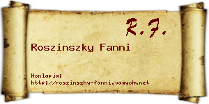 Roszinszky Fanni névjegykártya